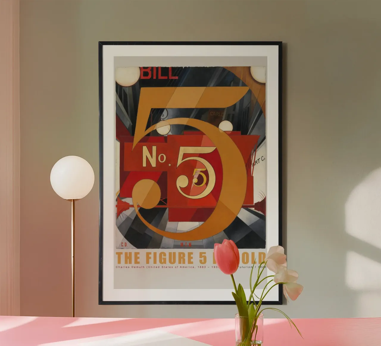Charles Demuth - Zahl Fünf in Gold poster con telaio in plastica da Old Masters