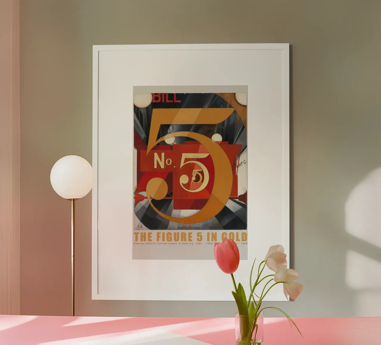 Charles Demuth - Zahl Fünf in Gold poster con telaio in plastica da Old Masters