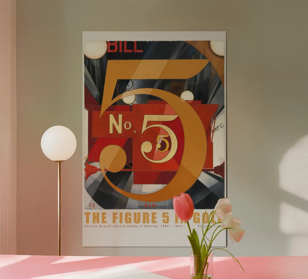 Charles Demuth - Zahl Fünf in Gold poster con telaio in plastica da Old Masters