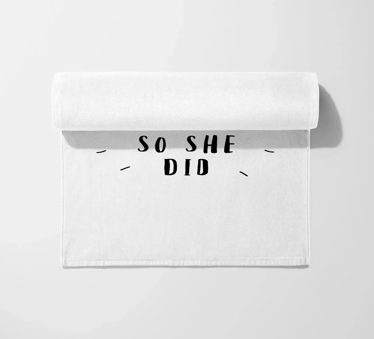 She Believed She Could So She Did Typografie Design in Black beach towel by THE MOTIVATED TYPE