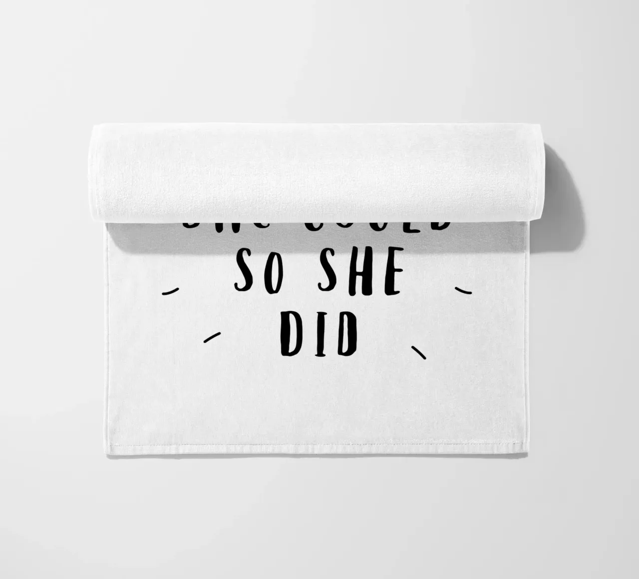 She Believed She Could So She Did Typografie Design in Black beach towel by THE MOTIVATED TYPE