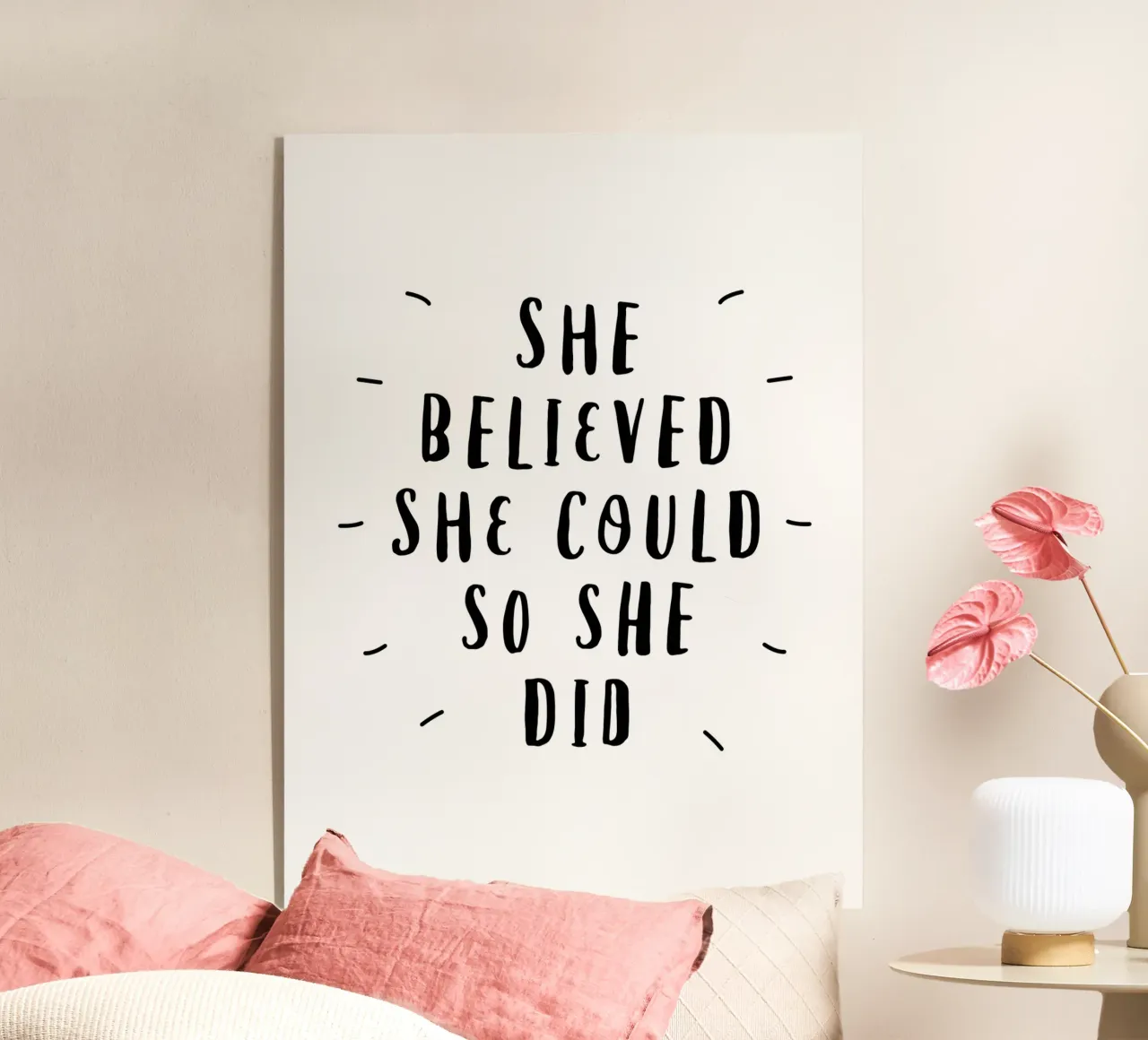 She Believed She Could So She Did Typografie Design in Black acrylic glass by THE MOTIVATED TYPE