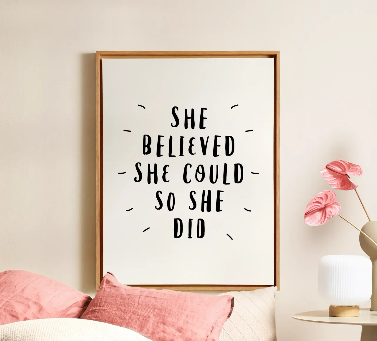 Ze geloofde dat ze het kon dus deed ze het Typografie in zwart canvas van THE MOTIVATED TYPE