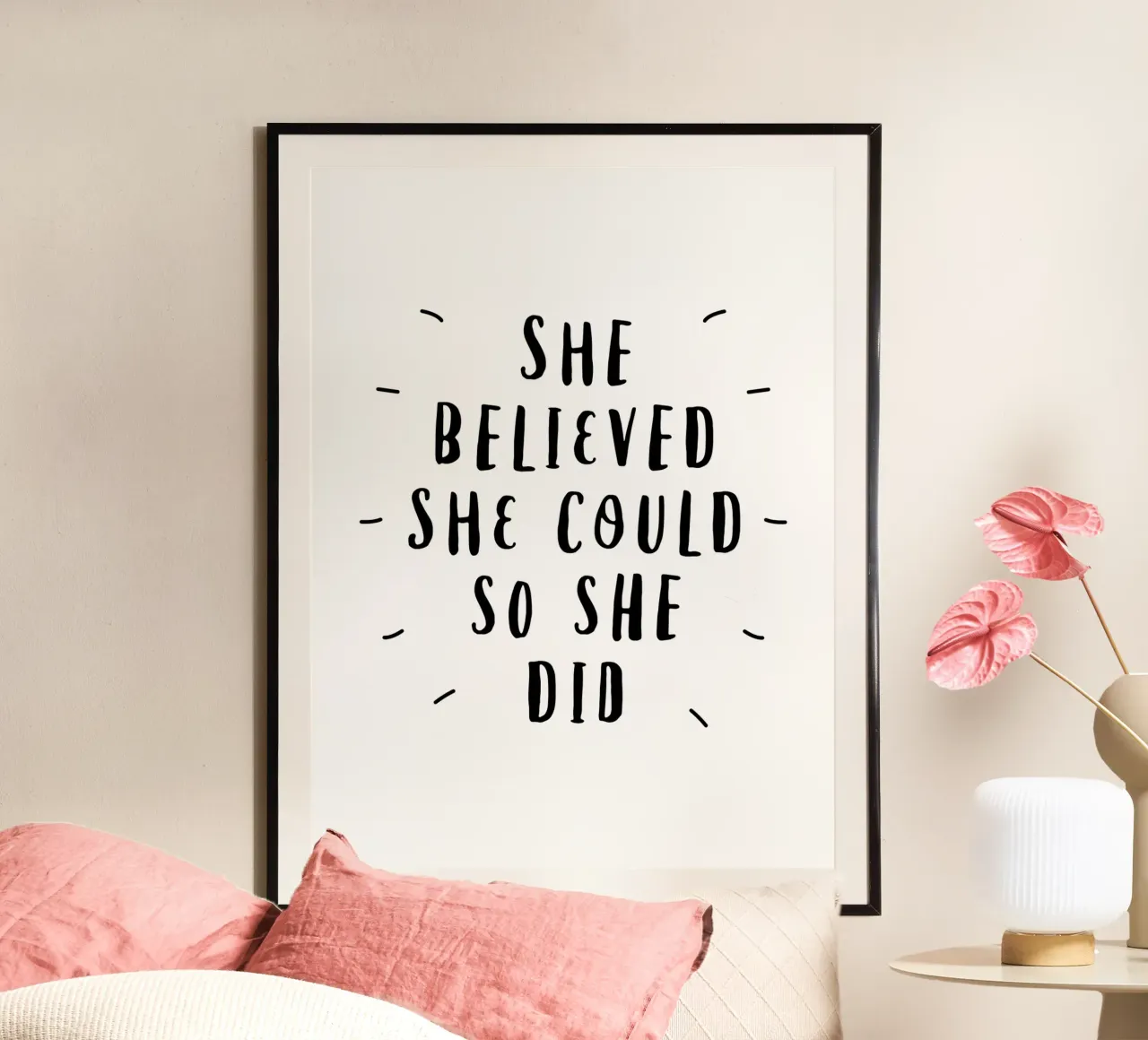 Ze geloofde dat ze het kon dus deed ze het Typografie in zwart hahnemühle van THE MOTIVATED TYPE