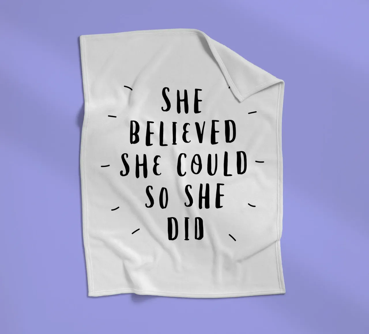 She Believed She Could So She Did Typografie Design in Black fleece blanket by THE MOTIVATED TYPE