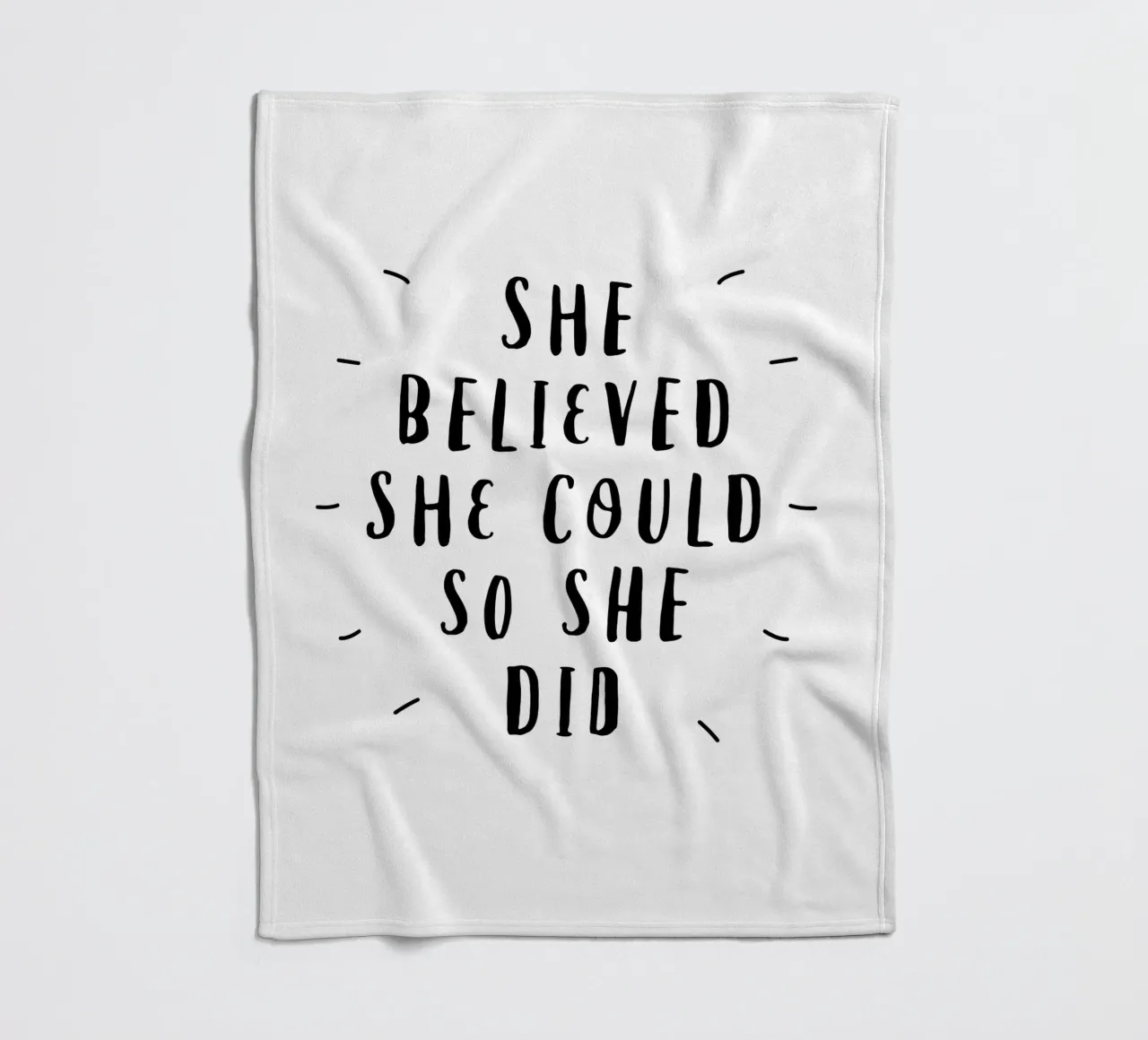 She Believed She Could So She Did Typografie Design in Black fleece blanket by THE MOTIVATED TYPE