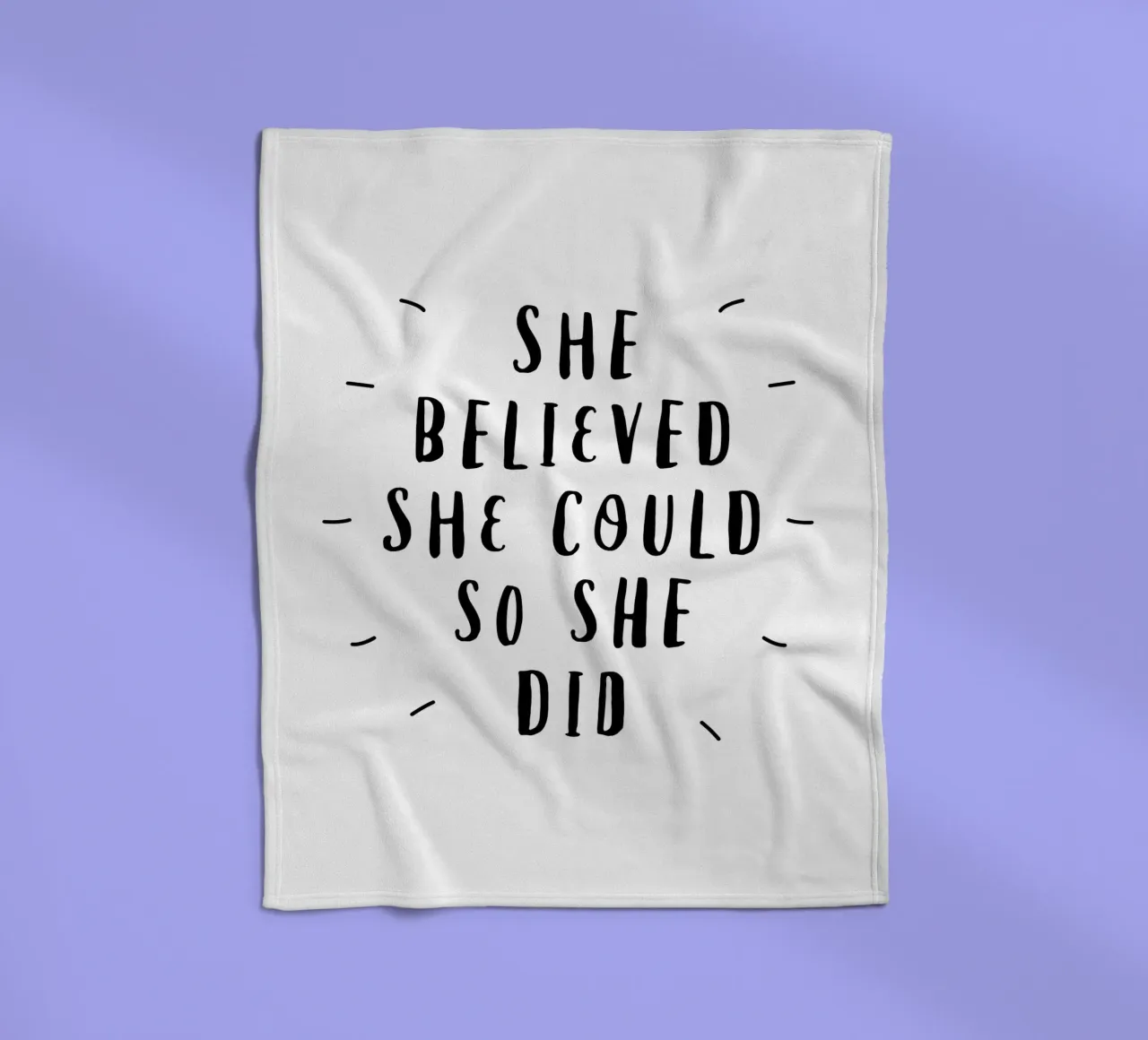 She Believed She Could So She Did Typografie Design in Black fleece blanket by THE MOTIVATED TYPE