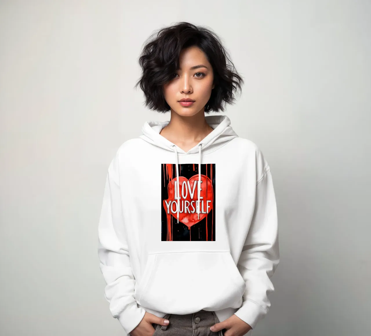Ama te stesso poster text art felpa con cappuccio da Justyna Jaszke JBJart