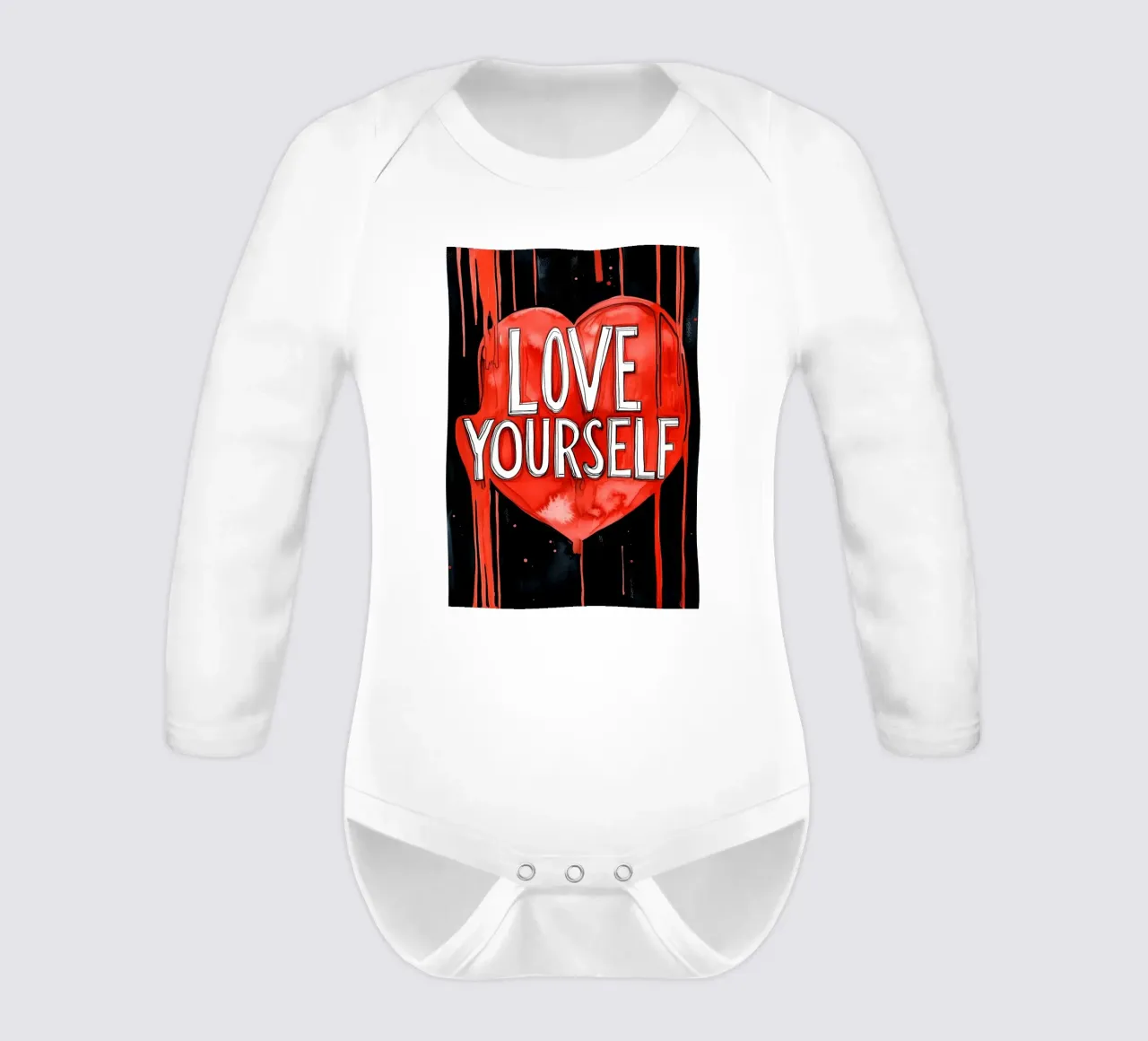 Love yourself poster text art long-sleeve baby romper by Justyna Jaszke JBJart