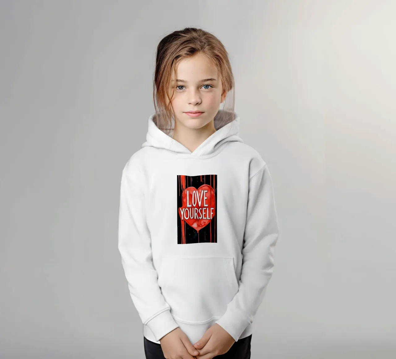 Love yourself poster text art kids hoodie by Justyna Jaszke JBJart