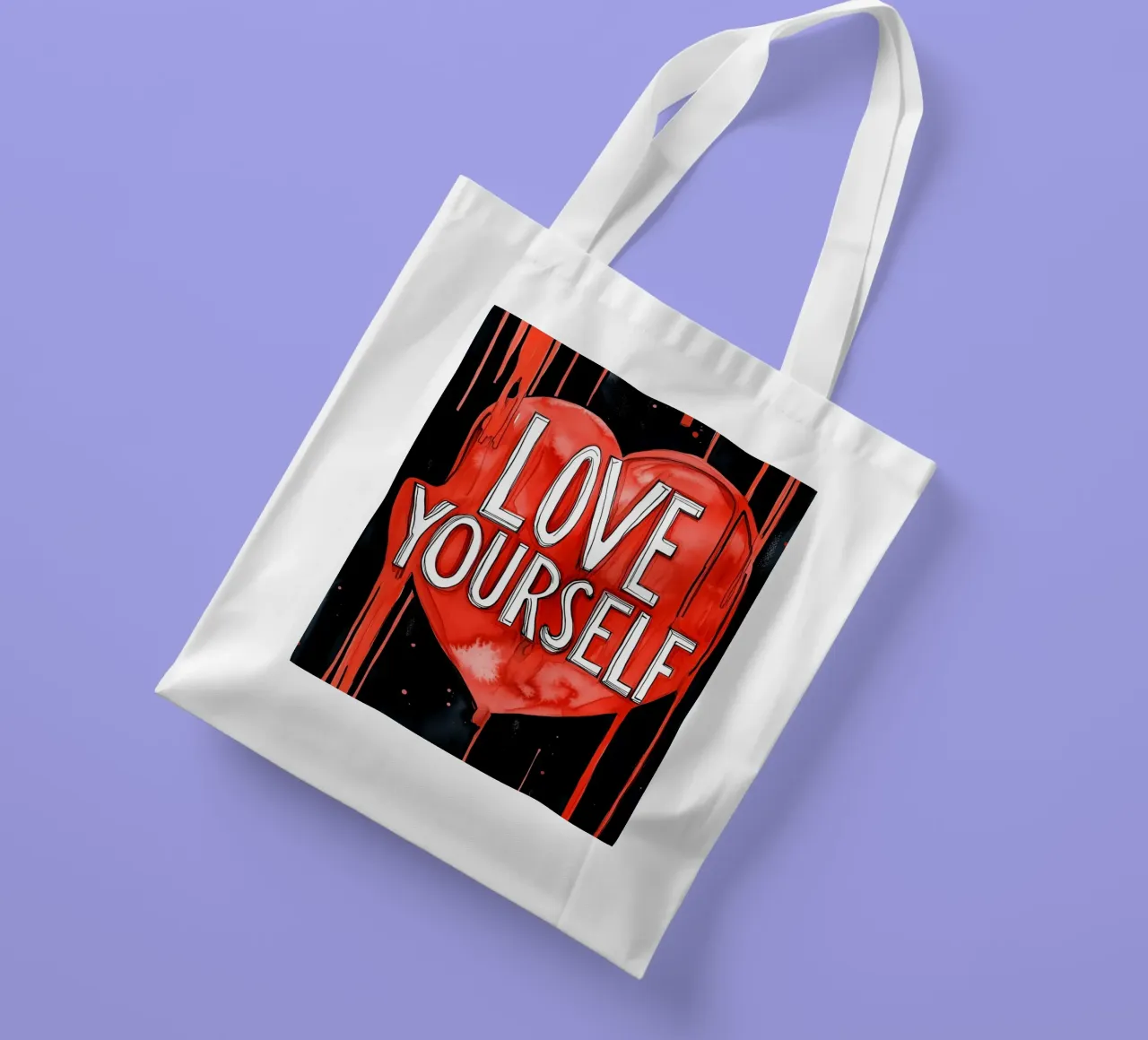 Love yourself poster text art tote bag by Justyna Jaszke JBJart