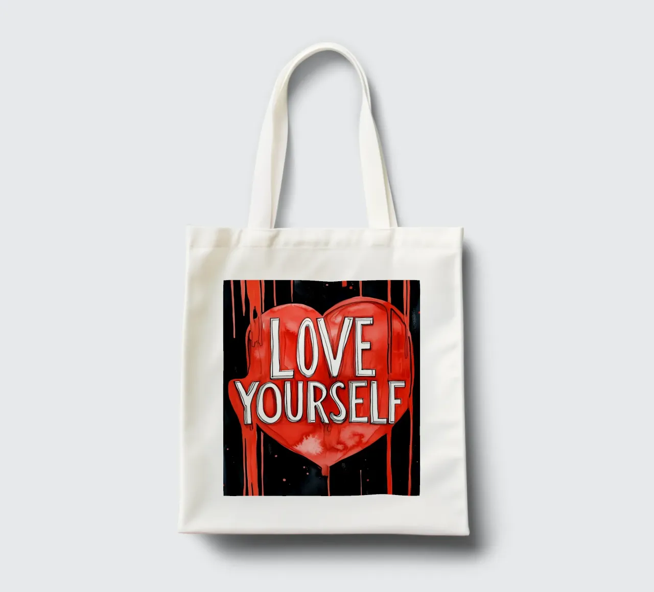 Love yourself poster text art tote bag by Justyna Jaszke JBJart