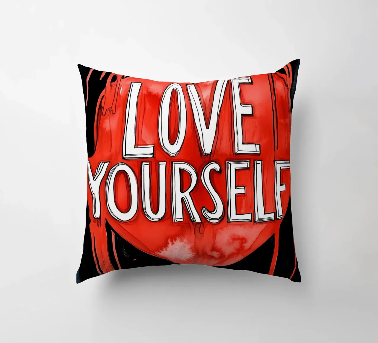 Love yourself poster text art decorative cushion by Justyna Jaszke JBJart