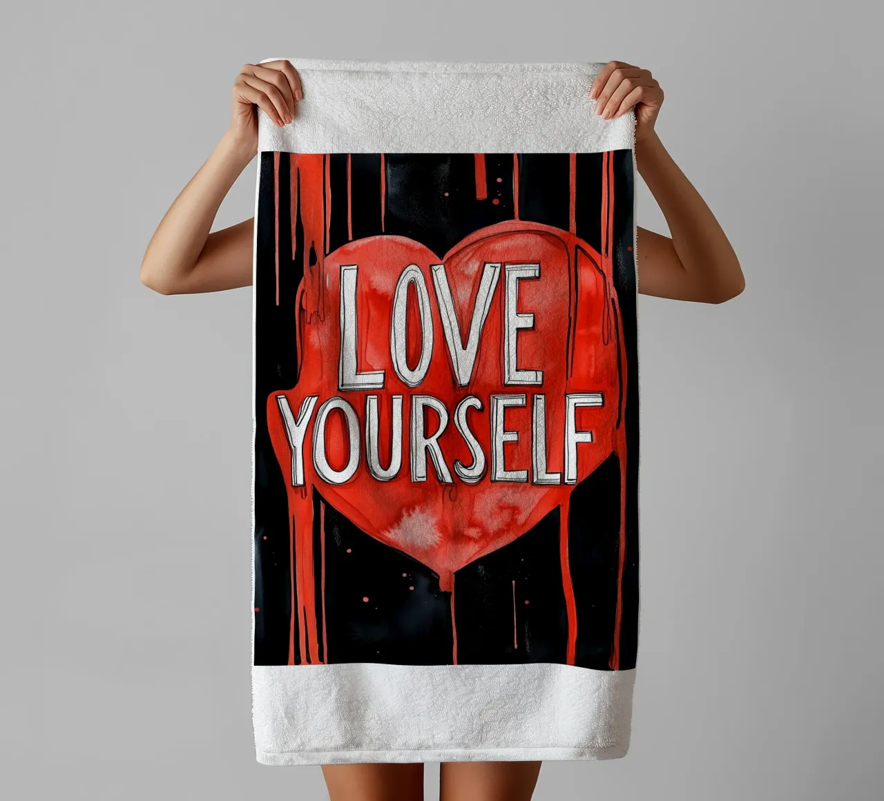 Ama te stesso poster text art asciugamano da bagno da Justyna Jaszke JBJart