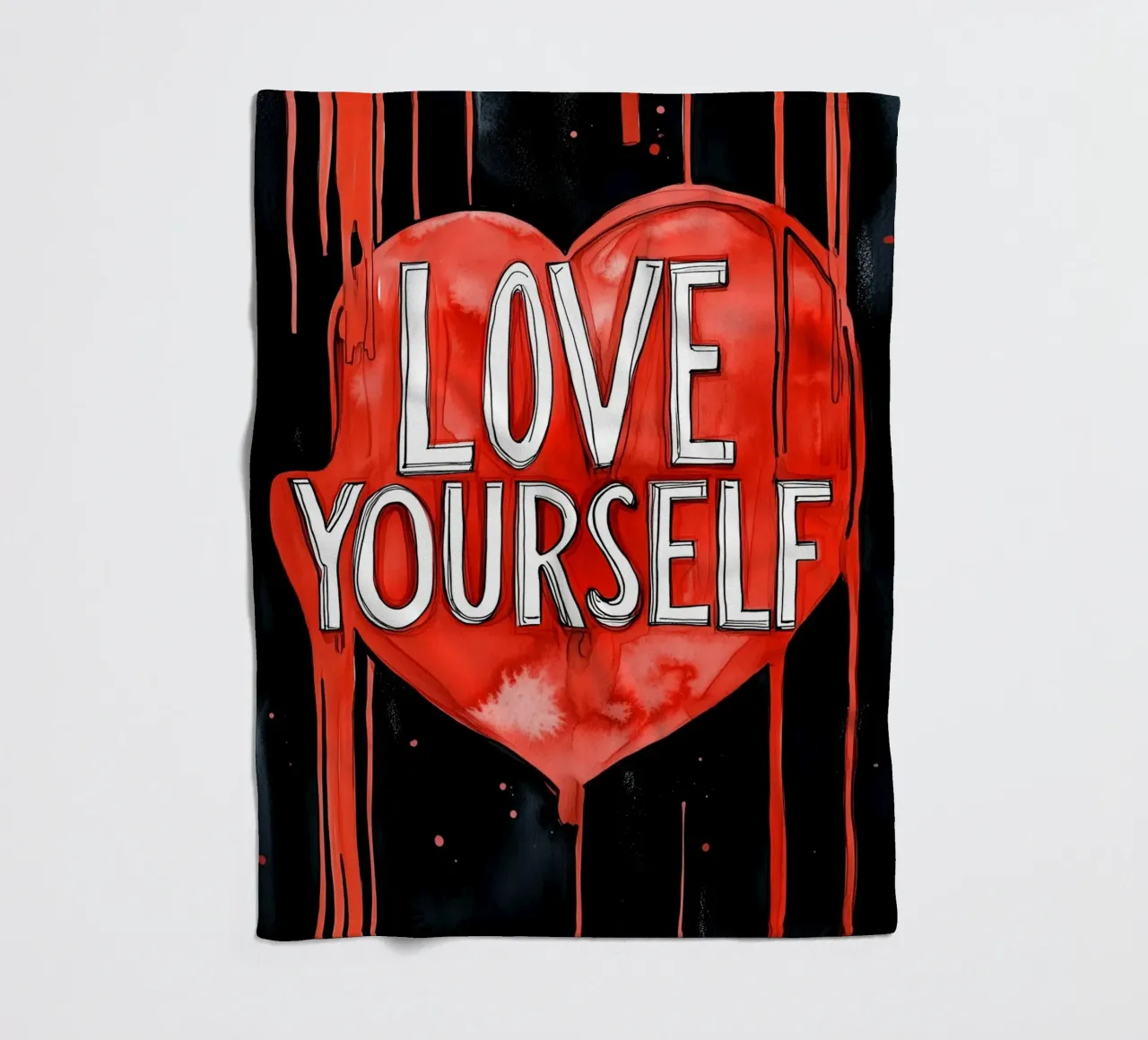 Ama te stesso poster text art coperta in pile da Justyna Jaszke JBJart