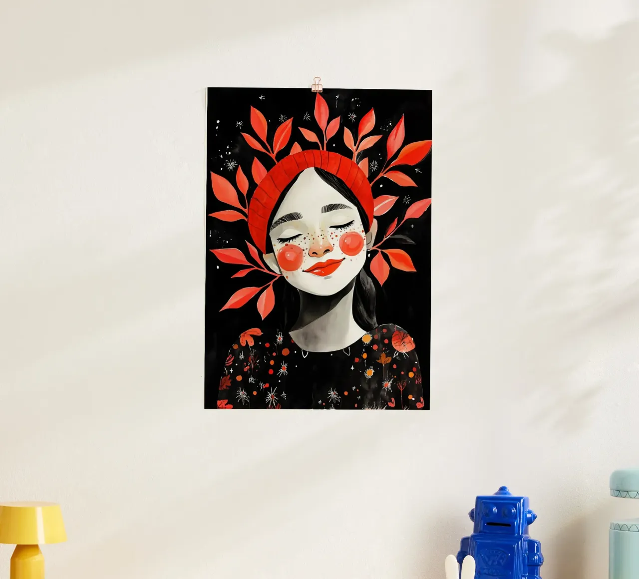 Poster della ragazza delle vibrazioni positive poster con telaio in legno da Justyna Jaszke JBJart
