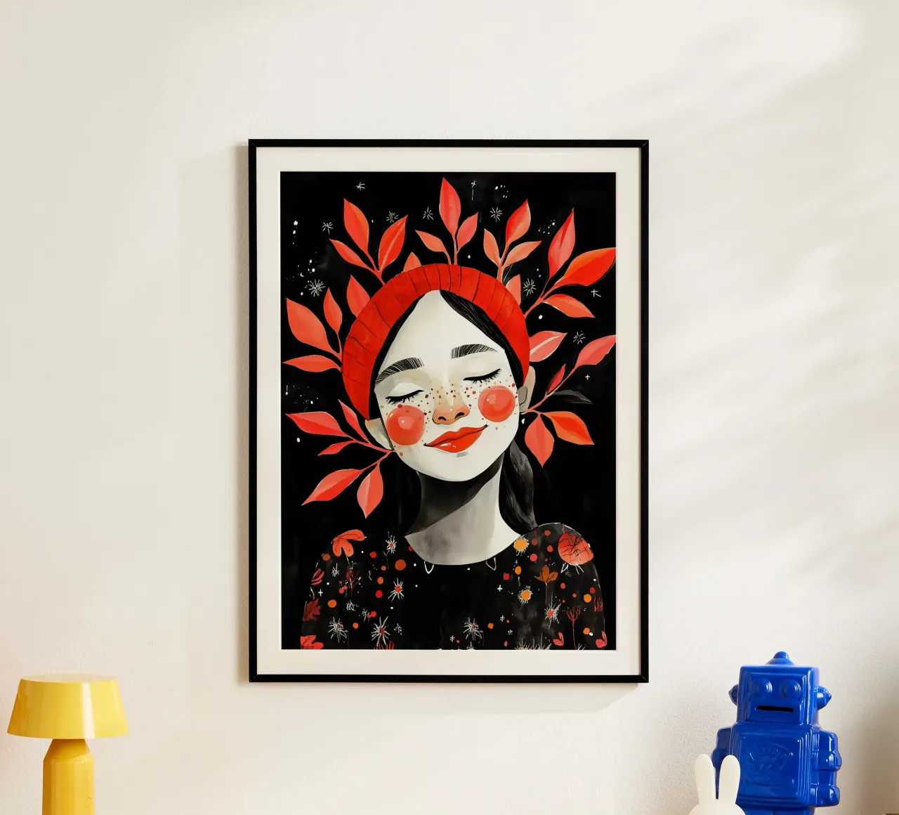 Poster della ragazza delle vibrazioni positive poster con telaio in legno da Justyna Jaszke JBJart