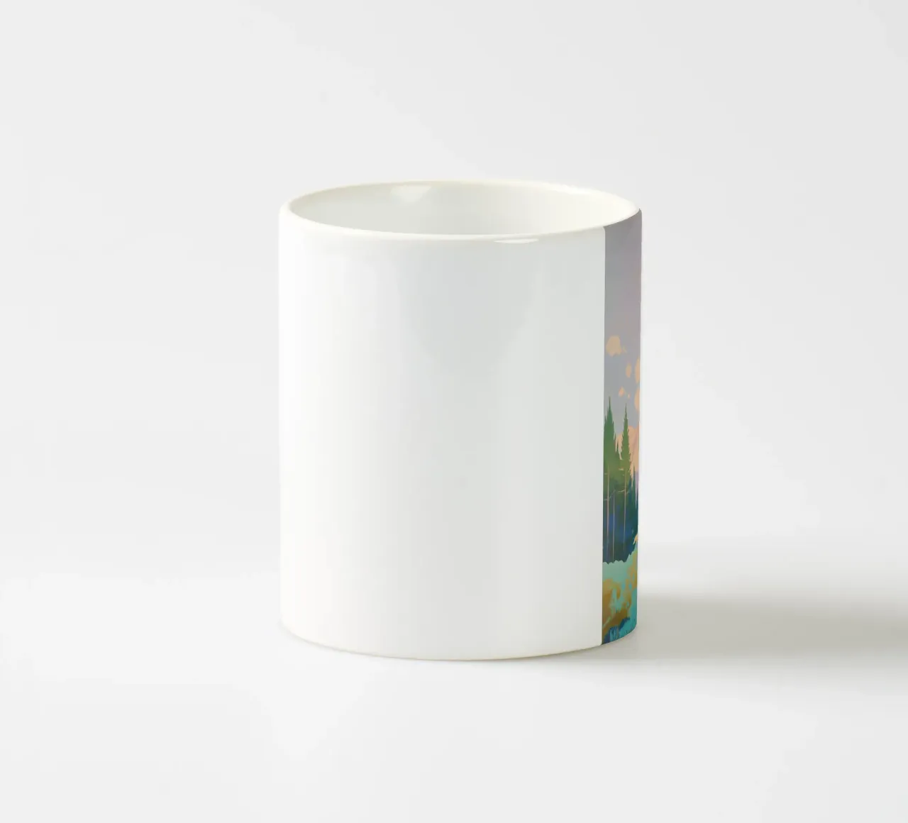 Paesaggio montano con pini tazza in ceramica da Melloi Art Print