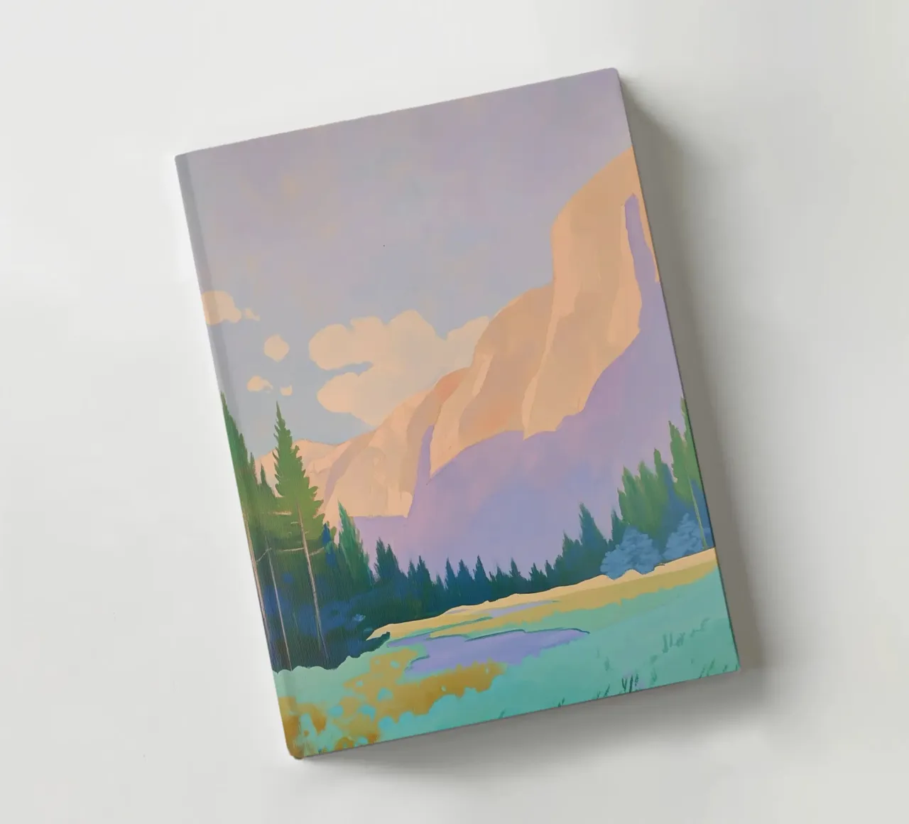 Mountain Landscape with Pine Trees notebook by Melloi Art Print