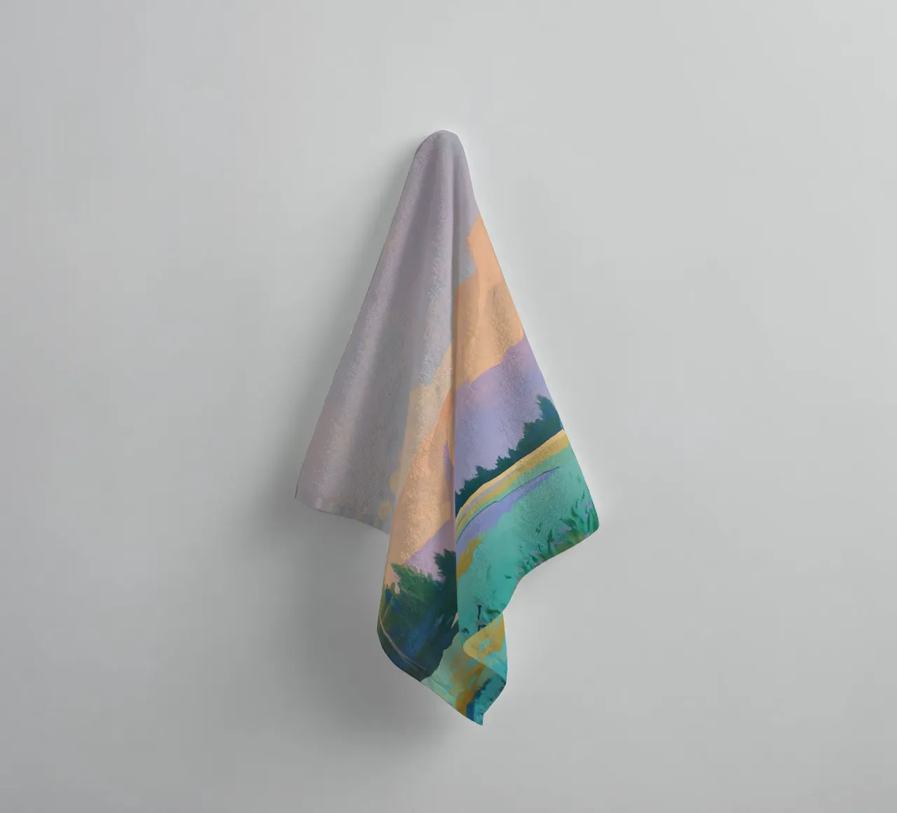 Mountain Landscape with Pine Trees towel by Melloi Art Print