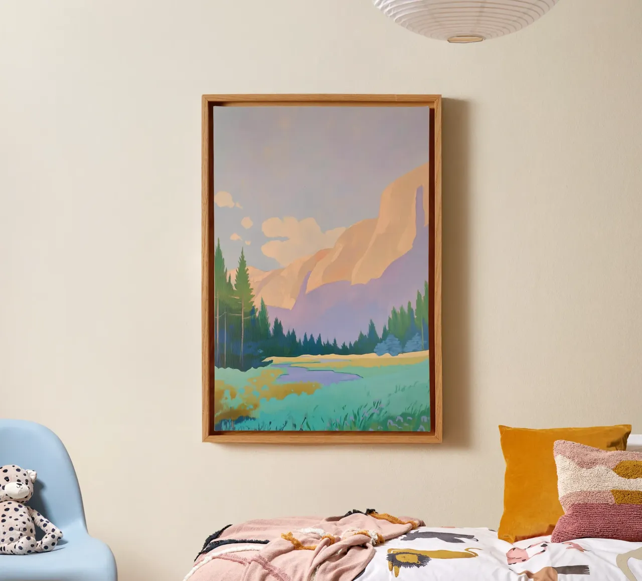 Berglandschap met pijnbomen canvas met Baklijst van Melloi Art Print