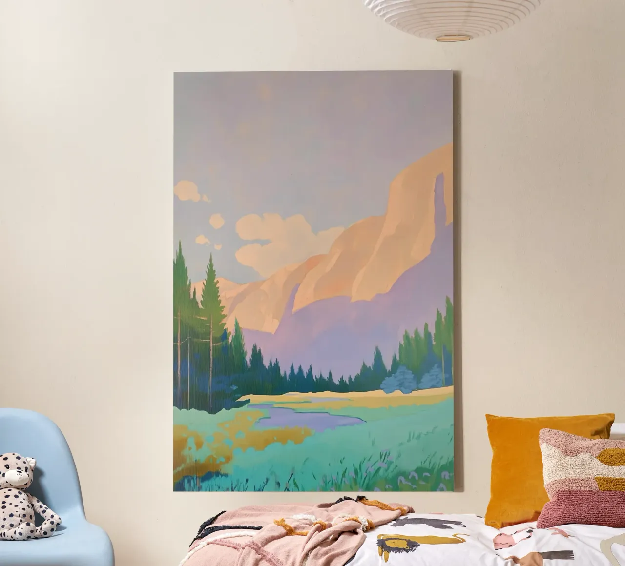 Berglandschap met pijnbomen canvas met Baklijst van Melloi Art Print