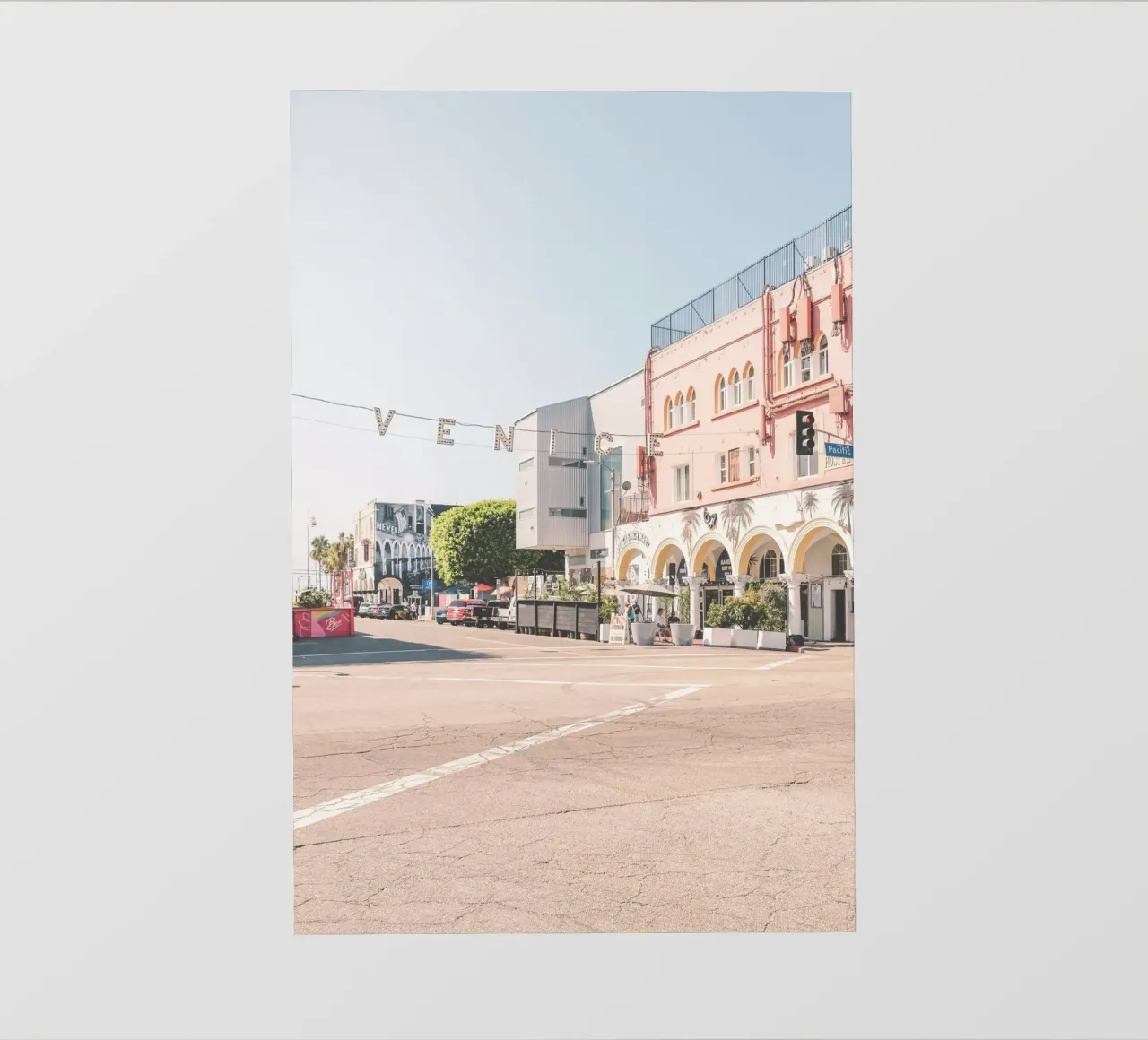 Los Angeles, USA I Insegna di Venezia all'alba telo in pvc da Julie Travel Photography