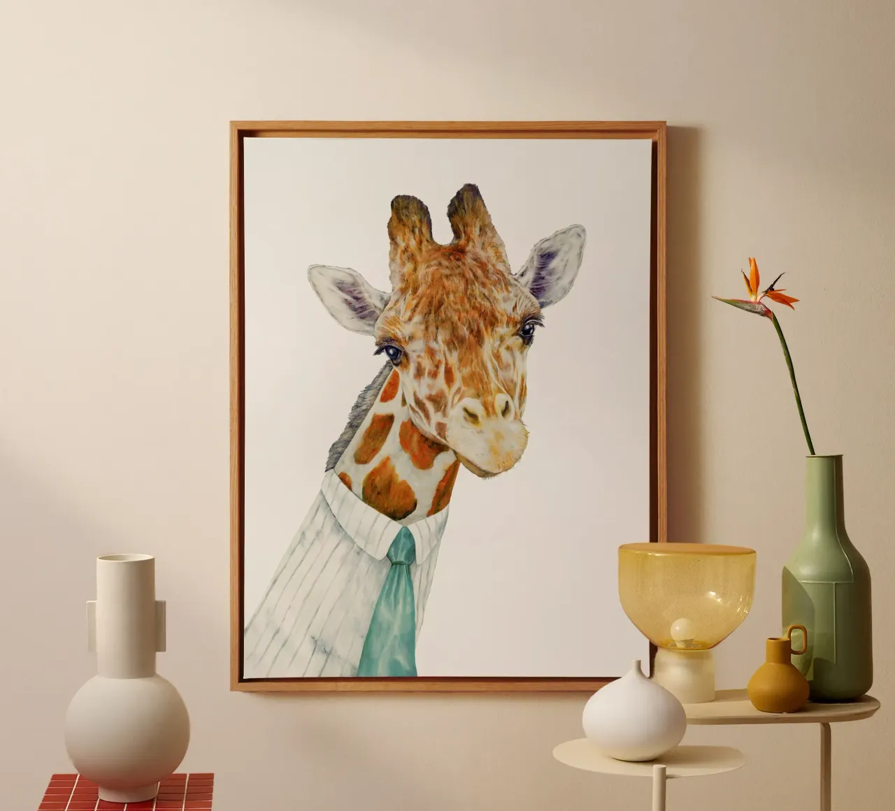 Signor Giraffa tela con Cornice a cassetta da Animal Crew