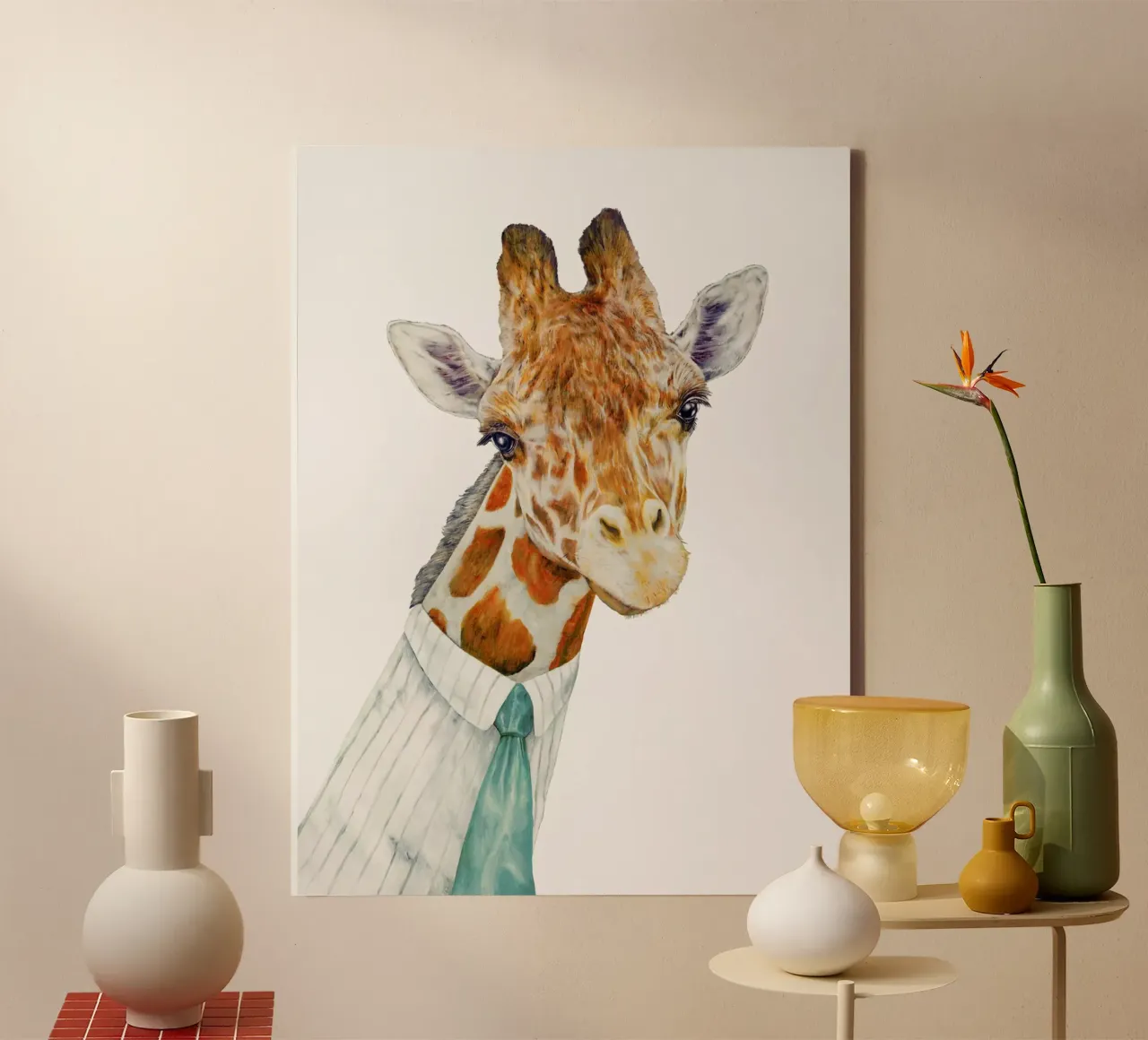Signor Giraffa tela con Cornice a cassetta da Animal Crew