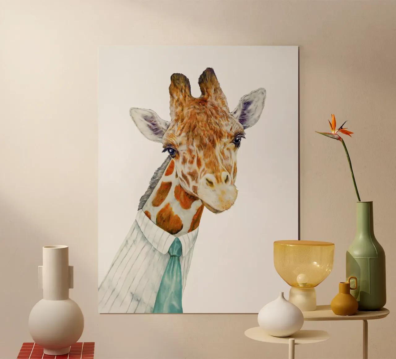 Mr Giraffe poster with wooden frame by Animal Crew