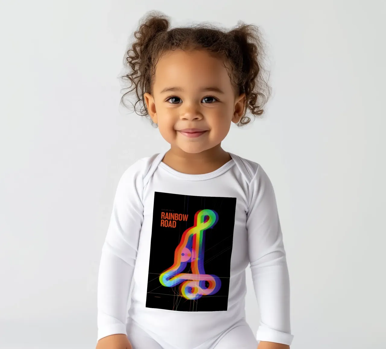 Rainbow Road long-sleeve baby romper by Komboh