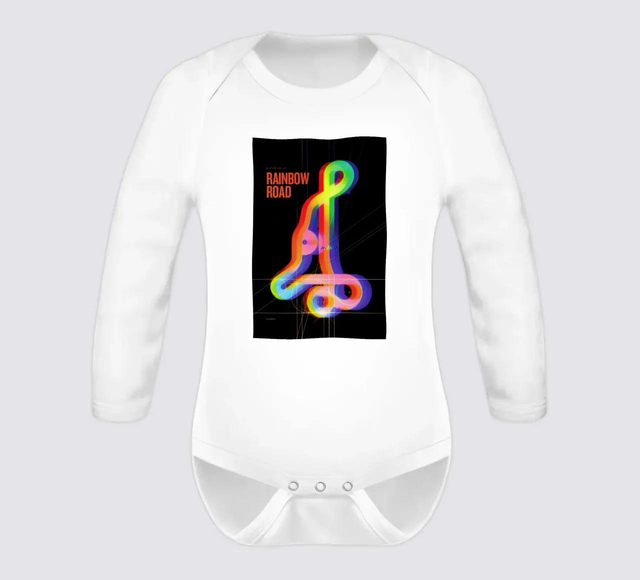 Rainbow Road long-sleeve baby romper by Komboh