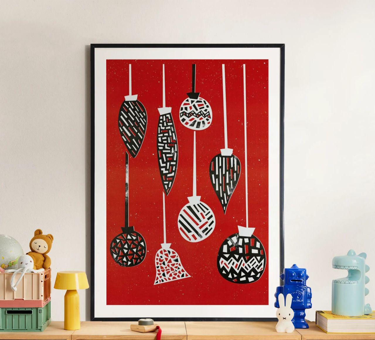 Baubles poster met kunststof frame van Fox & Velvet