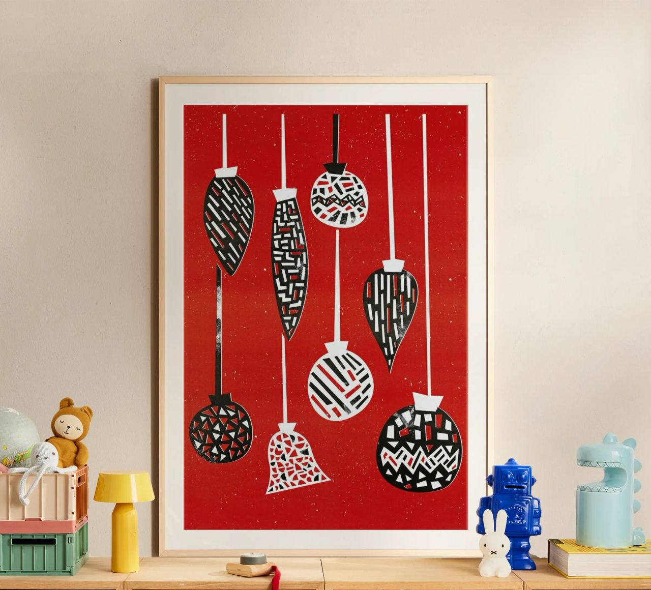 Baubles poster met kunststof frame van Fox & Velvet