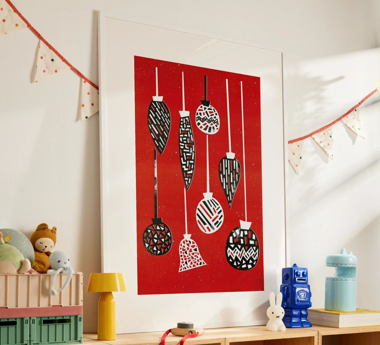 Baubles poster met kunststof frame van Fox & Velvet