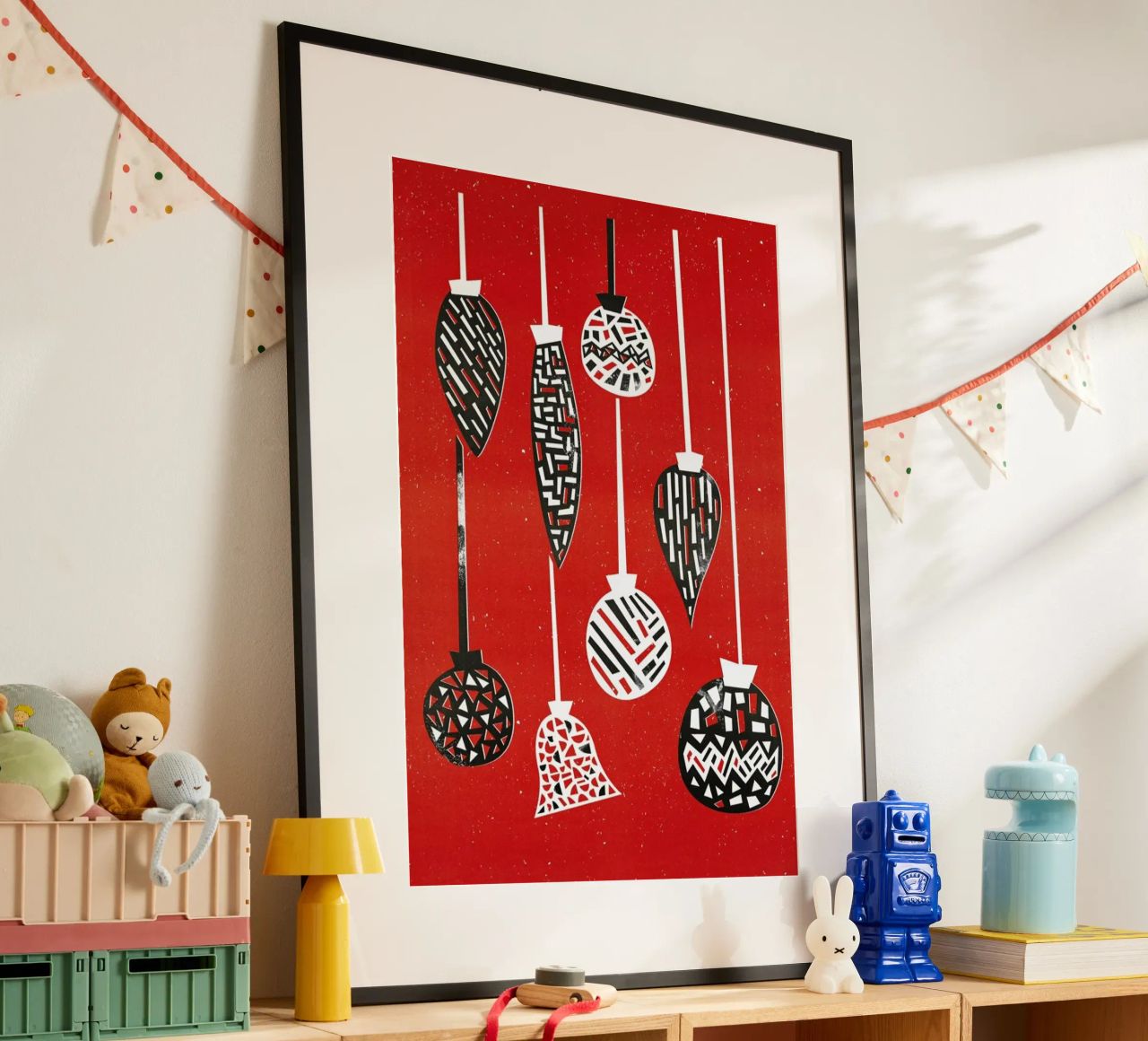 Baubles poster met kunststof frame van Fox & Velvet