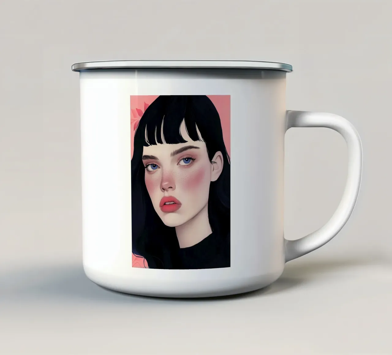 Ritratto di ragazza tazza in smalto da Justyna Jaszke JBJart