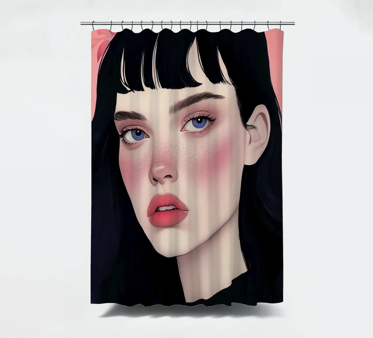 Girl portrait art shower curtain by Justyna Jaszke JBJart