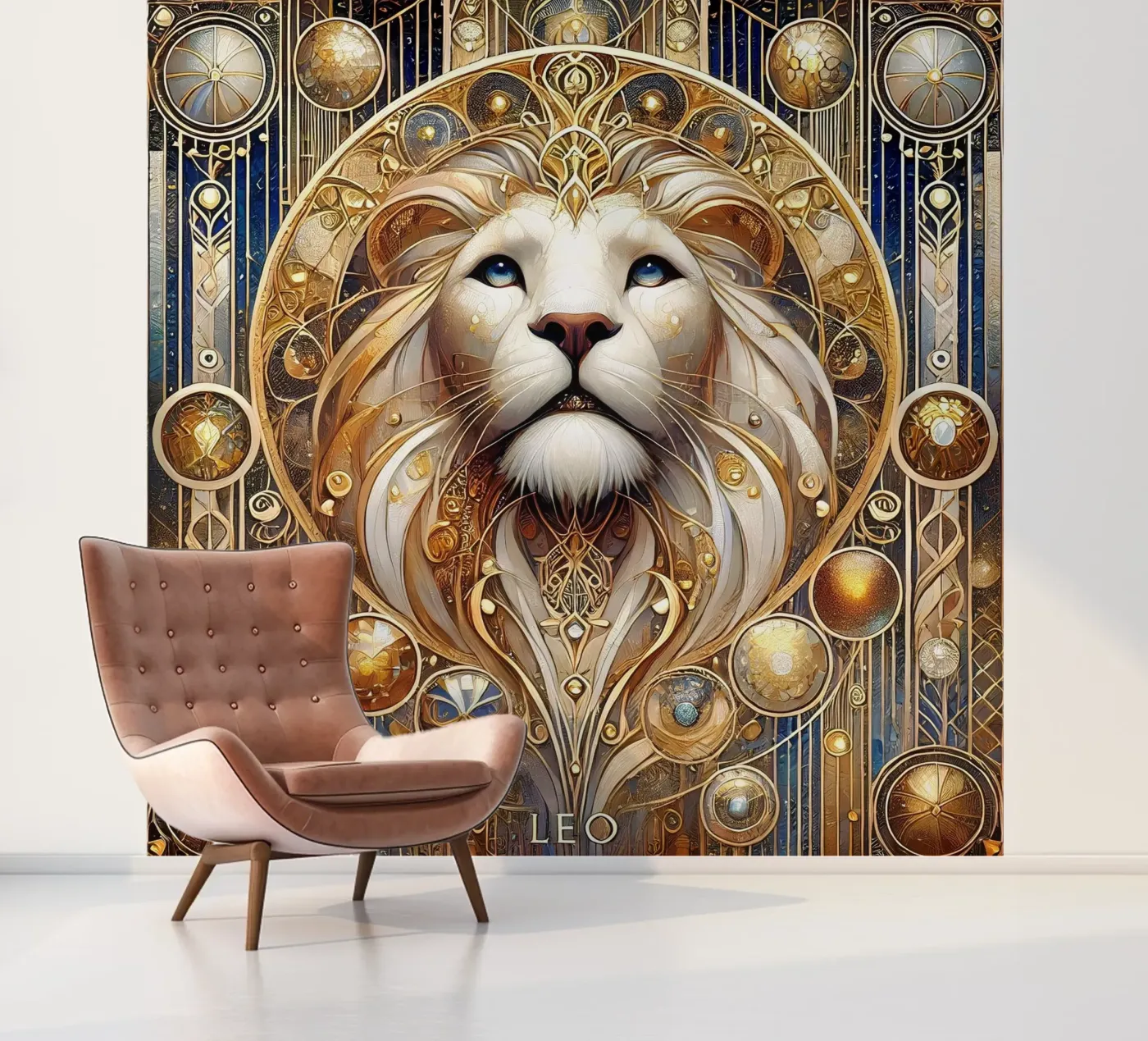 Sternzeichen Löwe fotobehang van Art-Nouveau-Dsg