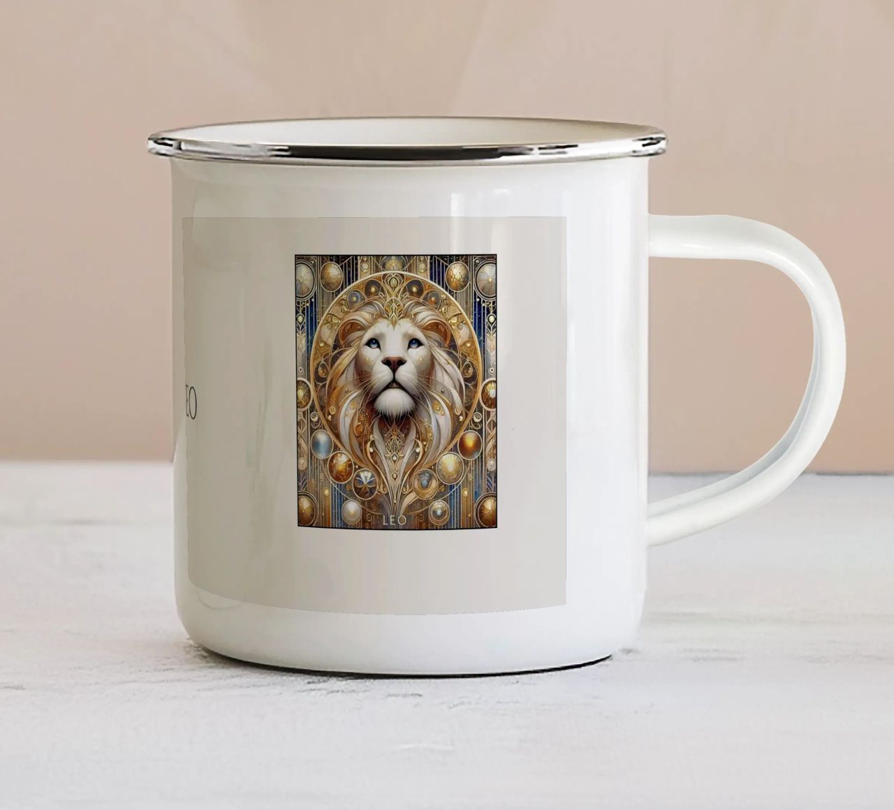 Sternzeichen Löwe tazza in smalto da Art-Nouveau-Dsg