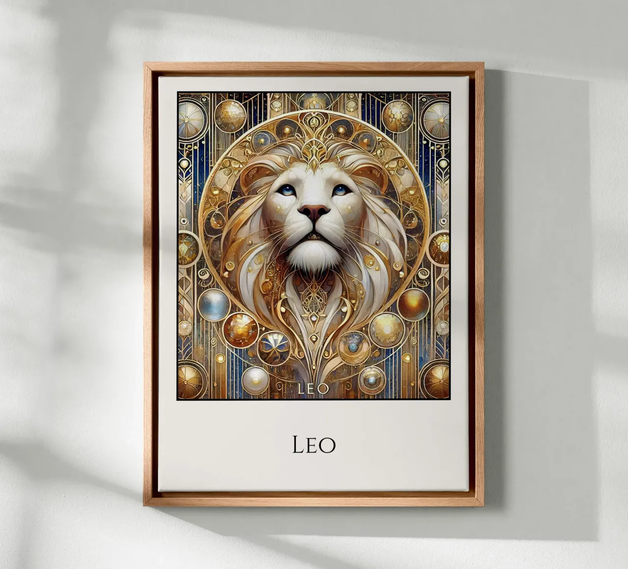 Sternzeichen Löwe canvas met Baklijst van Art-Nouveau-Dsg