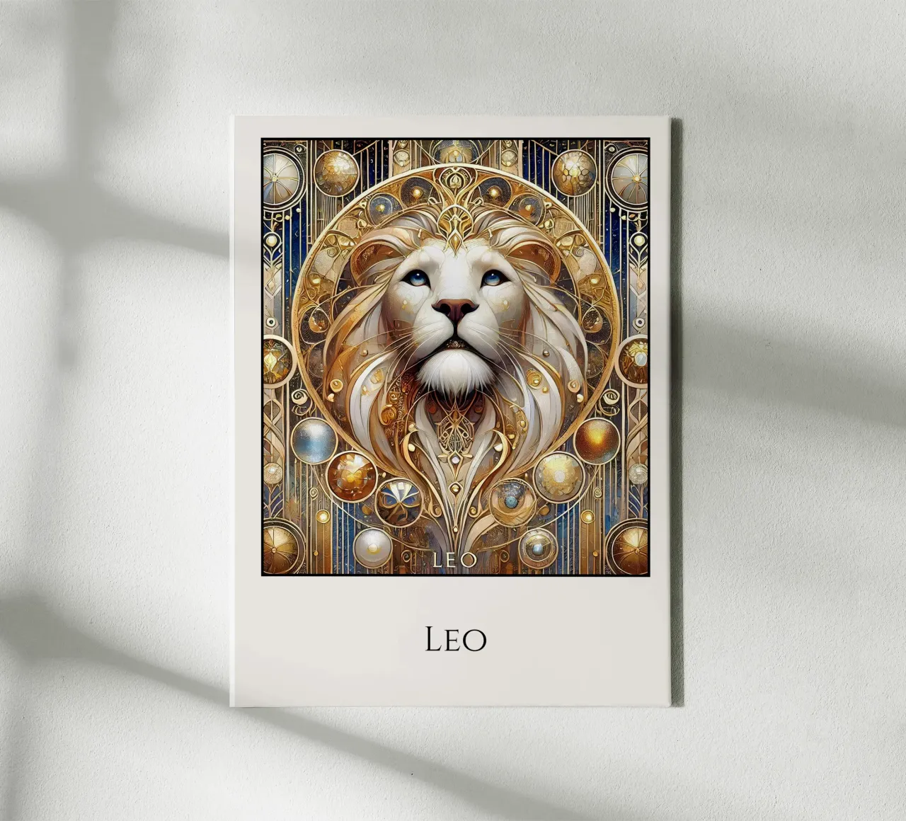 Sternzeichen Löwe canvas met Baklijst van Art-Nouveau-Dsg