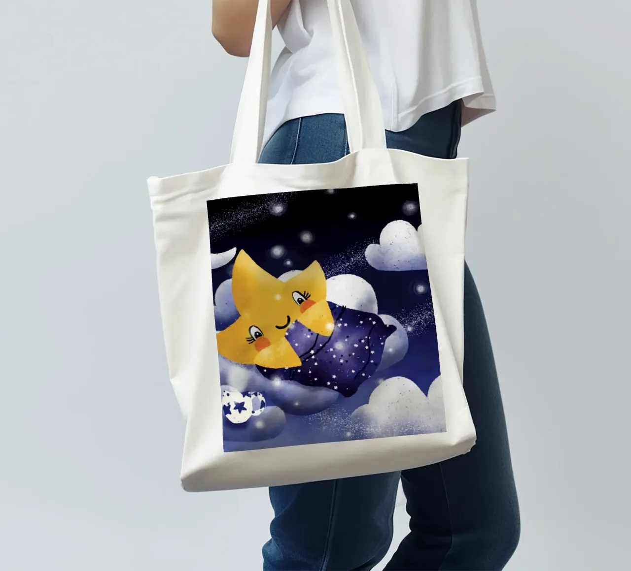 Stella sognante su una nuvola borsa in juta da Honigbrombeere