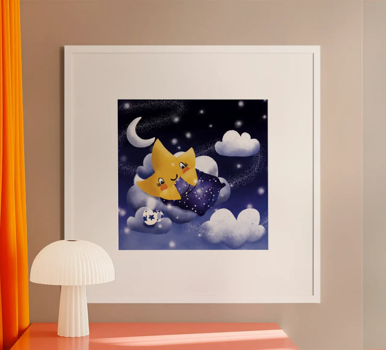 Stella sognante su una nuvola poster con telaio in plastica da Honigbrombeere