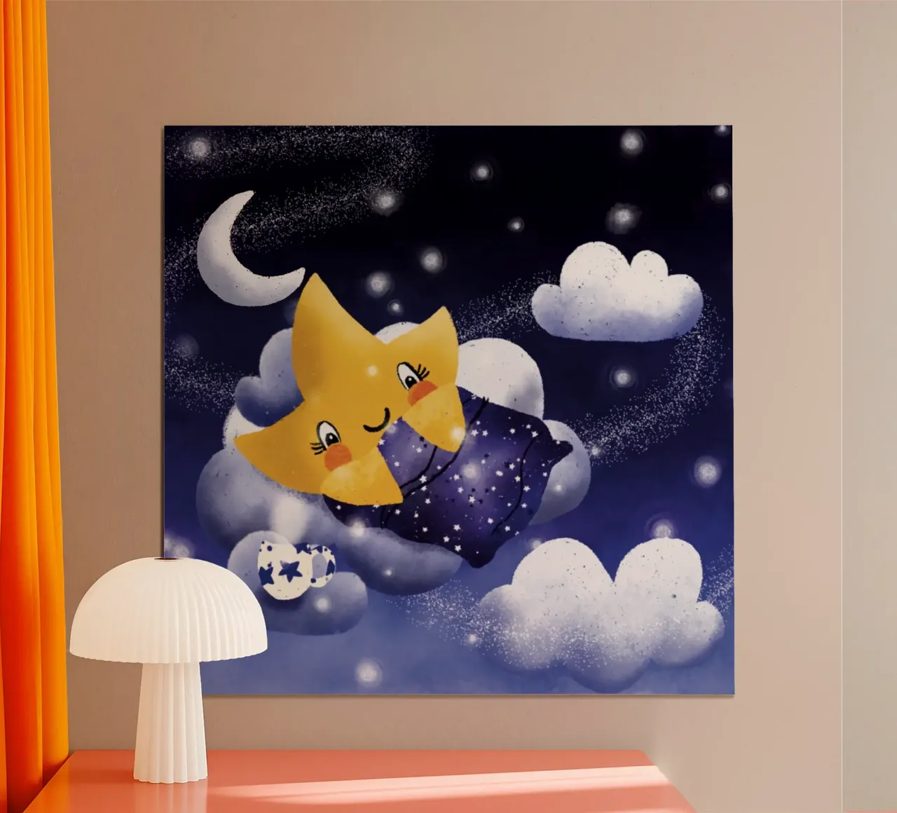 Stella sognante su una nuvola poster con telaio in plastica da Honigbrombeere