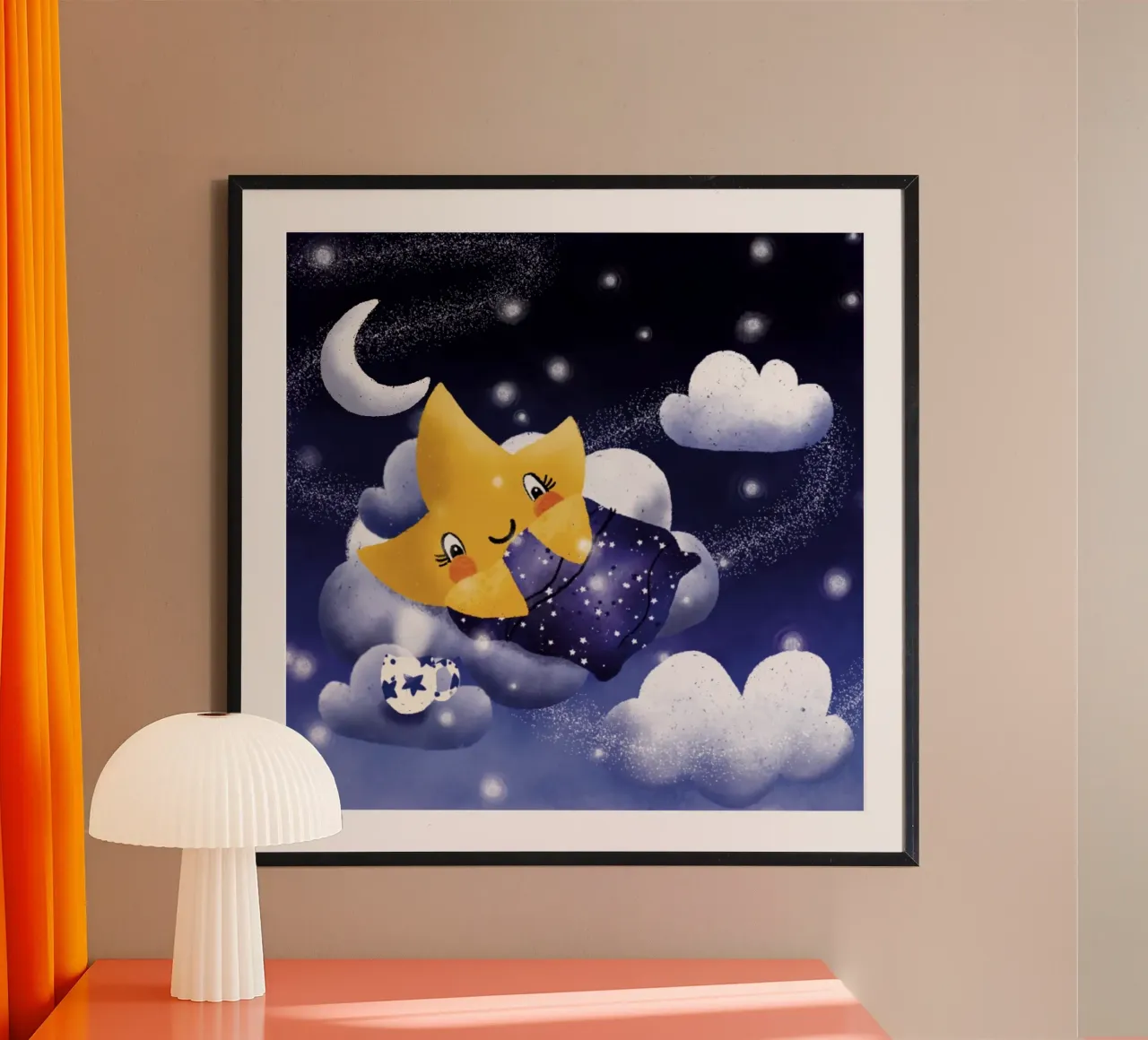 Stella sognante su una nuvola poster con telaio in plastica da Honigbrombeere