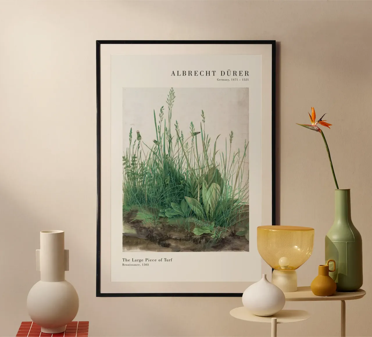 Albrecht Dürer - Das große Rasenstück poster con telaio in legno da Old Masters