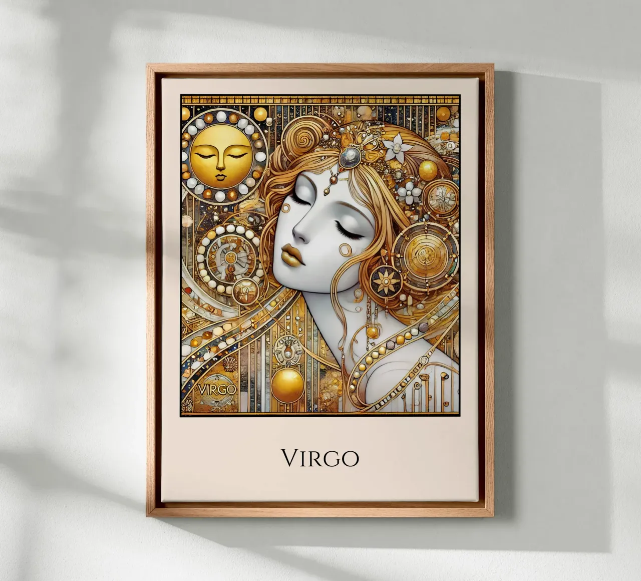 Astrologisch teken Maagd canvas met Baklijst van Art-Nouveau-Dsg