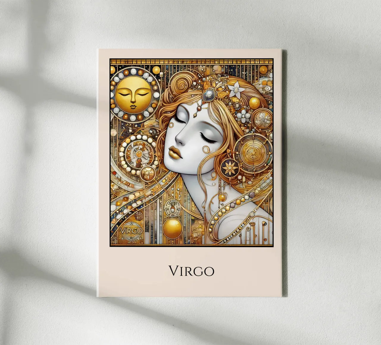 Astrologisch teken Maagd canvas met Baklijst van Art-Nouveau-Dsg