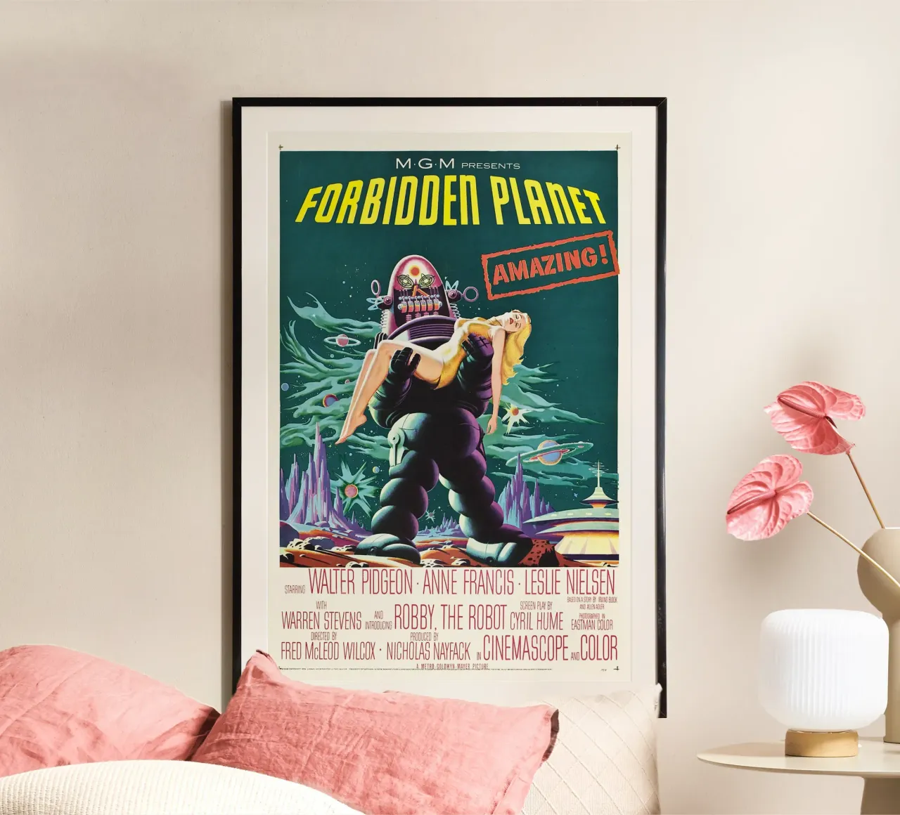 Vintage Filmposter - Forbidden Planet poster con telaio in alluminio da Old Masters